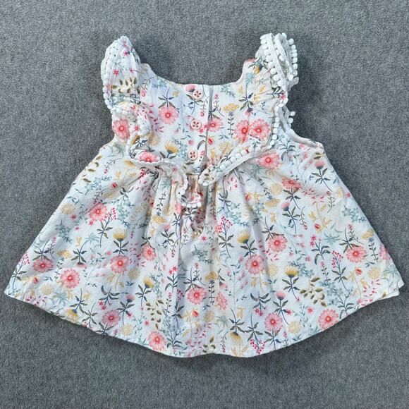 Tommy Bahama Floral Dress Girl 12 Months White Pink Tassel Trim Cottagecore - Picture 8 of 8